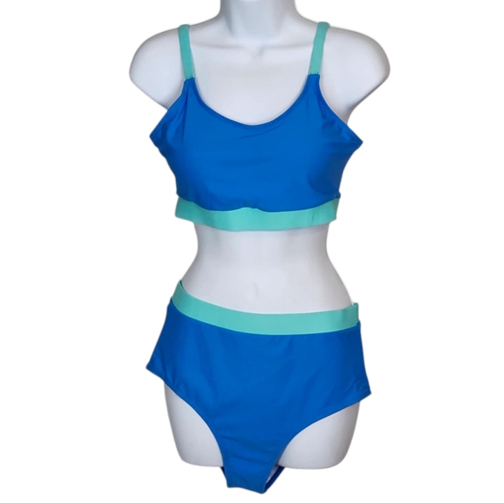 Adisputent Sporty Style Color Block 2pc Swimsuit Size M NWT